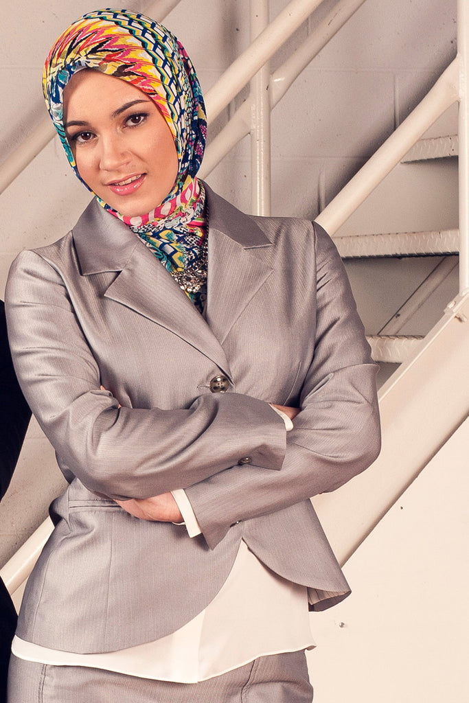 Gray Pinstripe Blazer - ZEENA
- 3