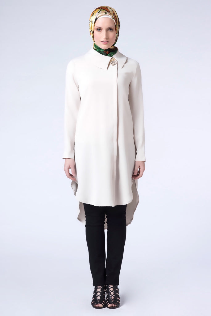 Fine Taupe Collared Shirt - ZEENA
- 2