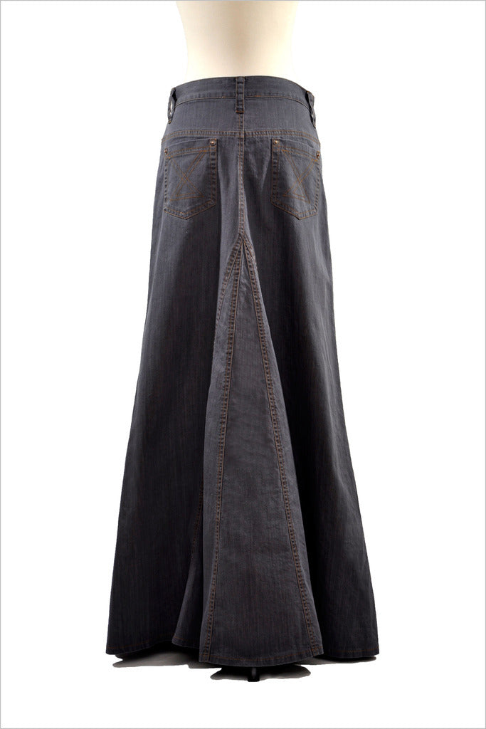 Pleated Denim Skirt