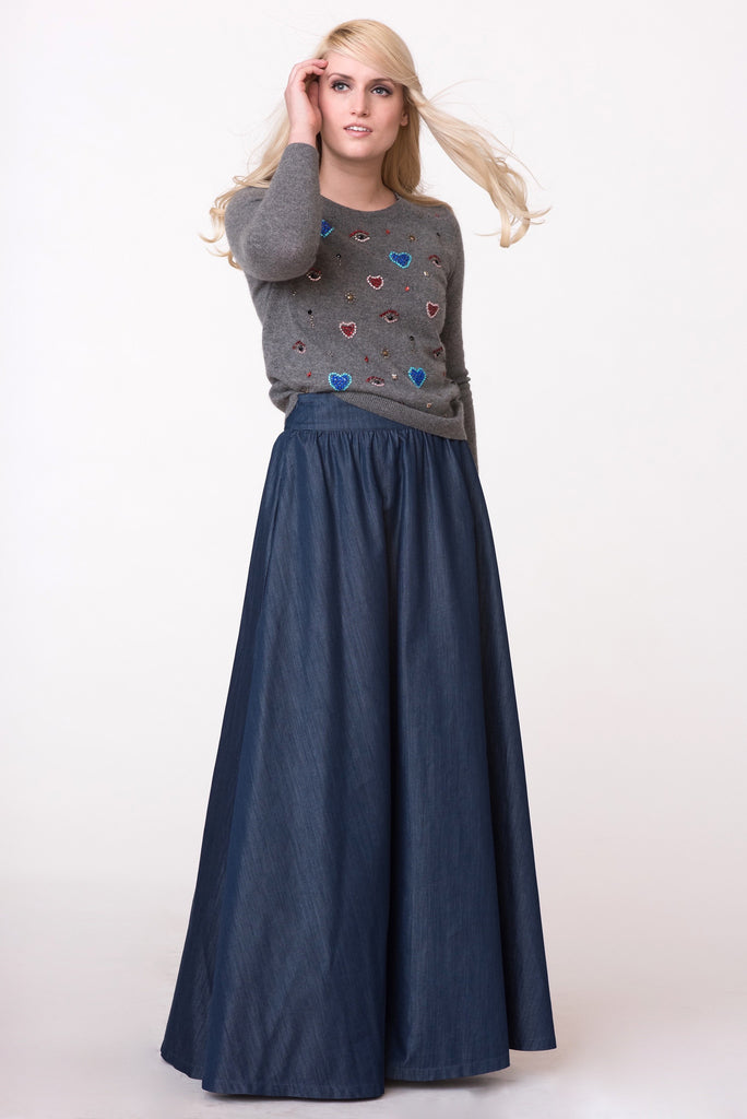 Pleated Chambray Skirt - ZEENA
- 2