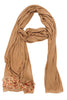 Embellished Tan Cotton Wrap - ZEENA
 - 1