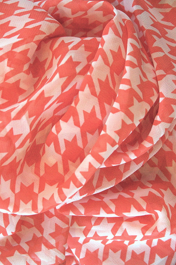 Coral Houndstooth Scarf - ZEENA
 - 2