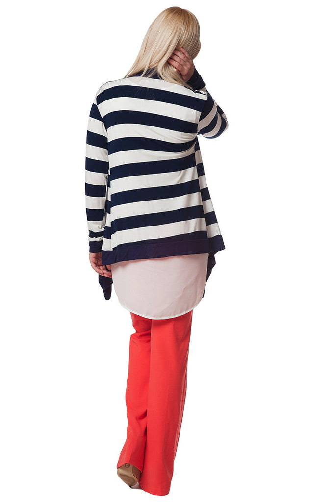 Navy Stripe Cardigan - ZEENA
 - 3