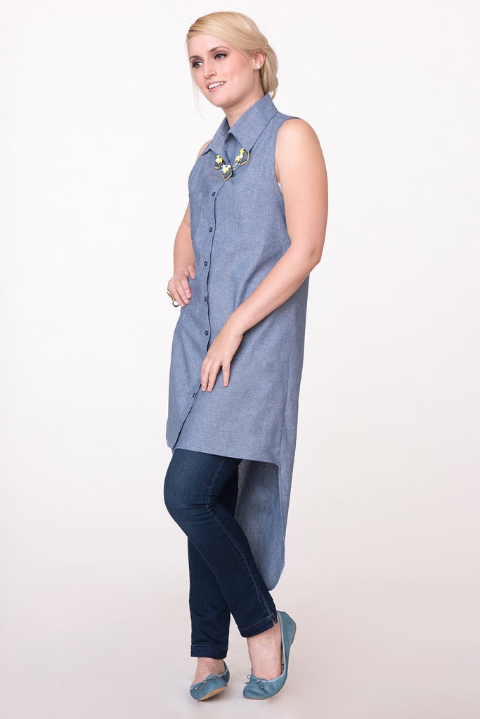 Hi-Lo Denim Dress - ZEENA
 - 2